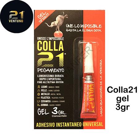 Colla 21 GEL formato da 3gr. Adesivo in Gel Universale Cianoacrilato