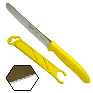 coltello dentato pomodori 11 cm con proteggi lama giallo ivo ferramenta framanfer sarno