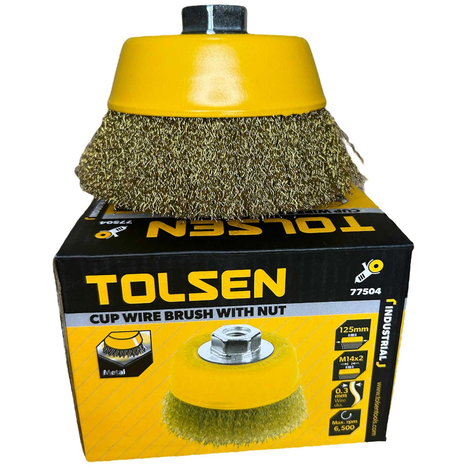 spazzola a tazza 125 mm peli lisci m14 tolsen ferramenta framanfer sarno
