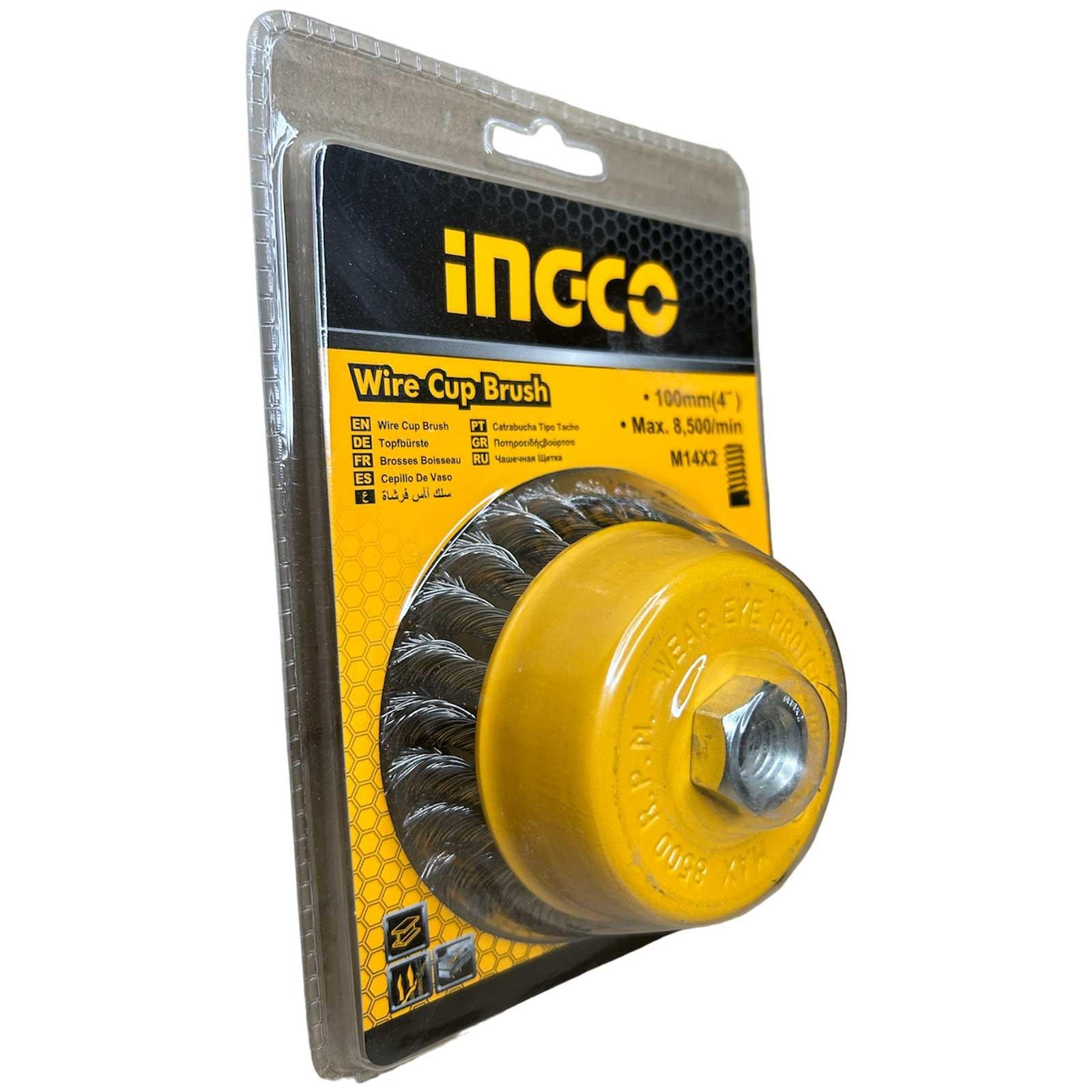 spazzola a tazza 100 mm peli ritorti per smerigliatrice m14 ingco ferramenta framanfer sarno