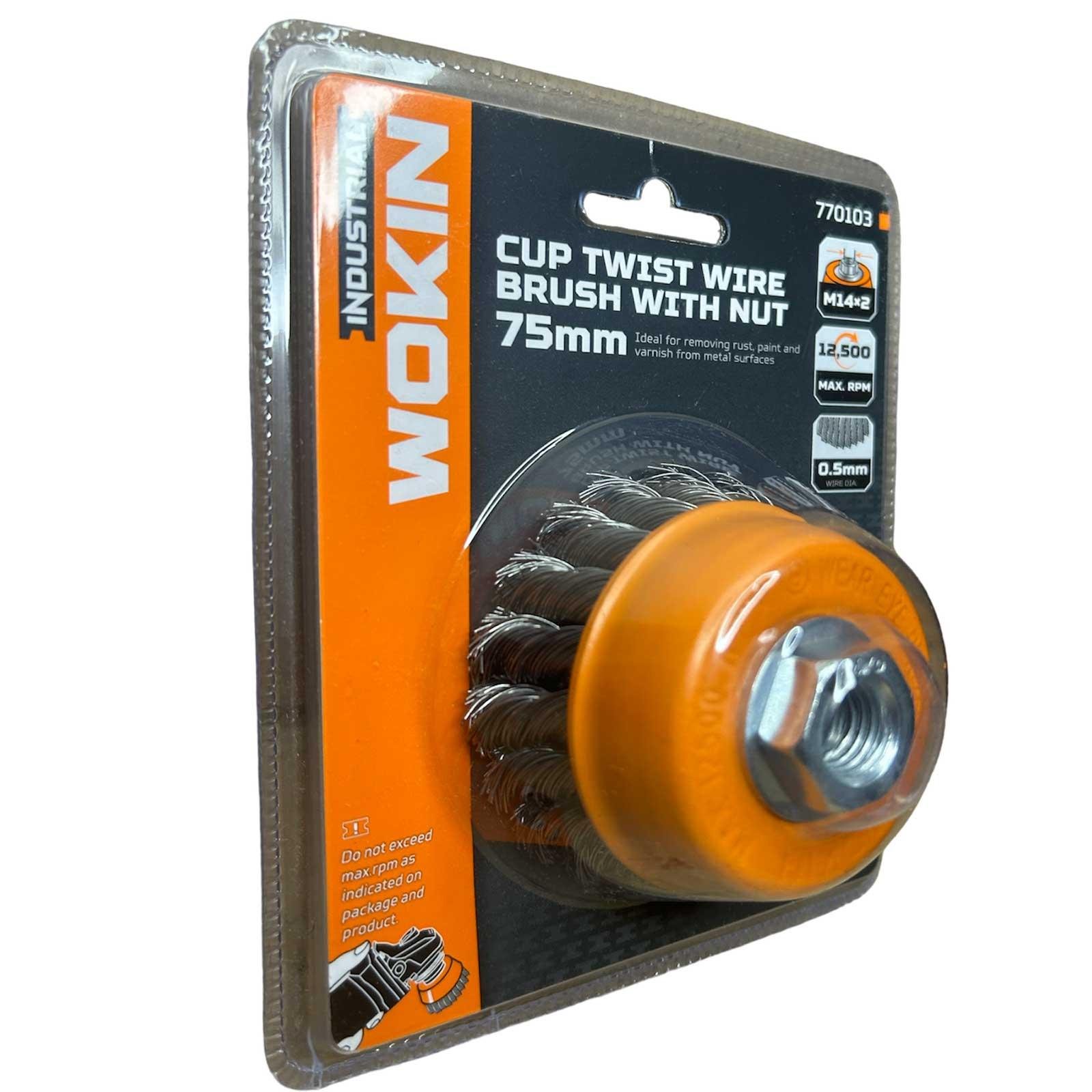 spazzola a tazza 75 mm peli ritorti per smerigliatrice m14 wokin ferramenta framanfer sarno