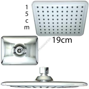 soffione rettangolare 19 cm 15 cm pvc plastica abs cromato ferramenta framanfer sarno