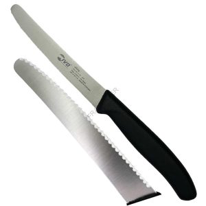 coltello tavola 11cm seghettato per uso quotidiano manico nero della ivo ferramenta framanfer sarno