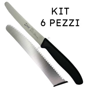 kit 12 pezzi coltello tavola 11cm seghettato per uso quotidiano manico nero della ivo ferramenta framanfer sarno