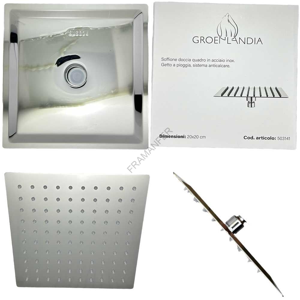 soffione inox quadro acciaio 20x20cm ferramenta framanfer sarno