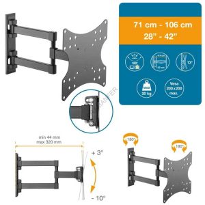 supporto tv 2 bracci 28/42" pollici nero ferramenta framanfer sarno
