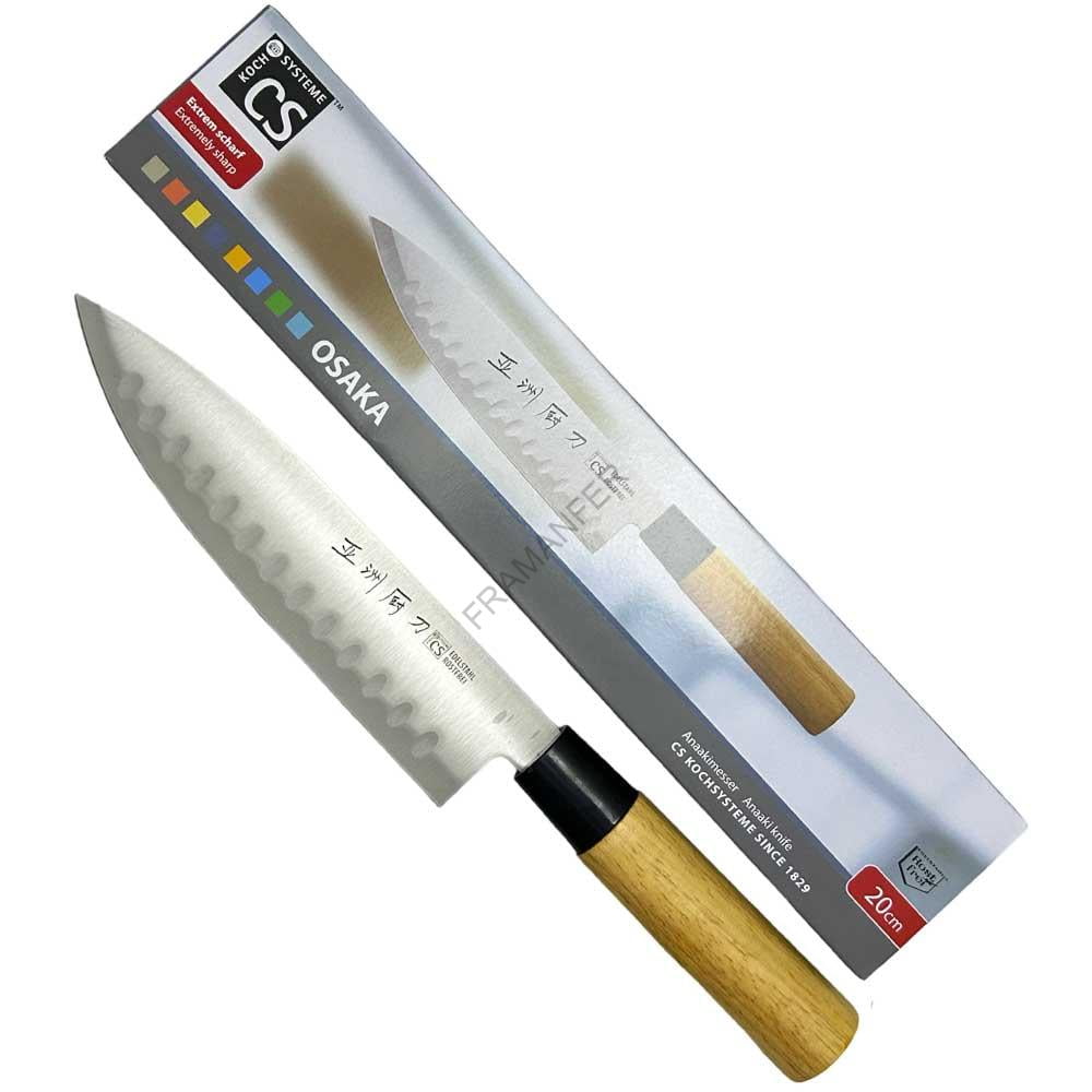 coltello trinciante alveolato 20 cm cs osaka anaaki manico in legno ferramenta framanfer sarno