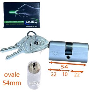 cilindro ovale 54mm centrale omec alluminio nikelato ferramenta framanfer sarno