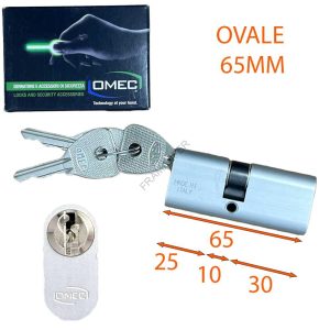 cilindro ovale 65mm decentrato omec alluminio nikelato ferramenta framanfer sarno