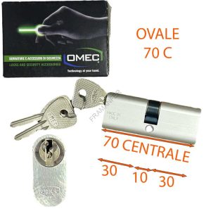 cilindro ovale 70mm centrale omec alluminio nikelato ferramenta framanfer sarno