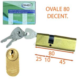 cilindro ovale 80mm decentrato omec ottone nudo ferramenta framanfer sarno