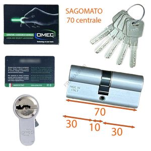 cilindro sagomato 70mm centrale omec alluminio nikelato ferramenta framanfer sarno