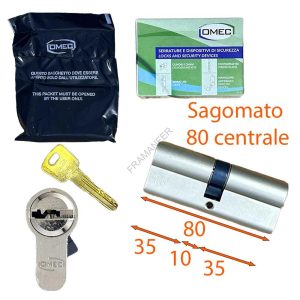 cilindro sagomato 80mm centrale omec alluminio nikelato ferramenta framanfer sarno