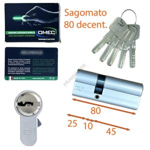 cilindro sagomato 80mm decentrato omec alluminio nikelato ferramenta framanfer sarno