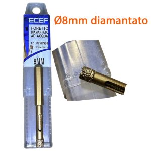 Fresa diamantata 8mm foretto ecef ad acqua ferramenta framanfer sarno