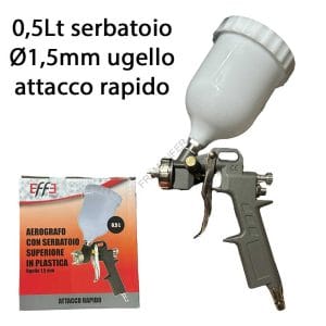 pistola aerografo effe serbatoio in plastica da 0,5Lt ed ugello 1,5mm Attacco rapido ferramenta framanfer sarno