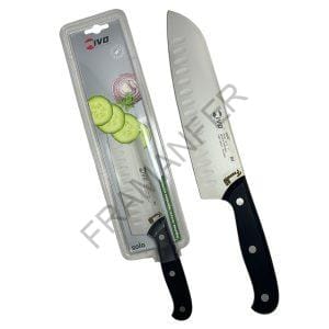 coltello santoku alveolato 18cm manico in pom nera e rivetti inox ferramenta framanfer sarno