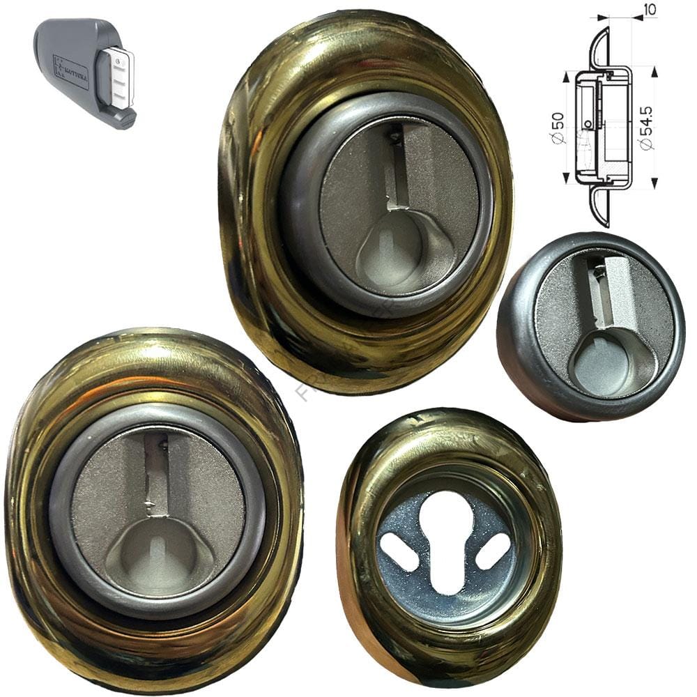 Defender magnetico mottura df332p 0ncsc3 colore oro lucido interasse 38mm spessore 30mm diametro 50mm chiave magnetica ferramenta framanfer sarno