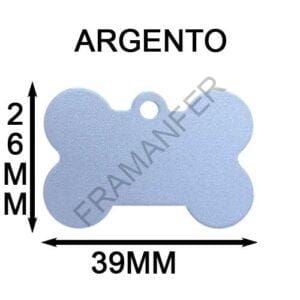 targhetta per cane in alluminio a forma di osso di colore argento misura 39x26mm completamente personalizzabile a tuo piacimento ferramenta framanfer sarno