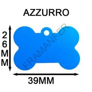 targhetta per cane in alluminio a forma di osso di colore azzurro misura 39x26mm completamente personalizzabile a tuo piacimento ferramenta framanfer sarno