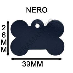 targhetta per cane in alluminio a forma di osso di colore nero misura 39x26mm completamente personalizzabile a tuo piacimento ferramenta framanfer sarno