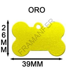 targhetta per cane in alluminio a forma di osso di colore oro misura 39x26mm completamente personalizzabile a tuo piacimento ferramenta framanfer sarno