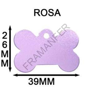 targhetta per cane in alluminio a forma di osso di colore rosa misura 39x26mm completamente personalizzabile a tuo piacimento ferramenta framanfer sarno