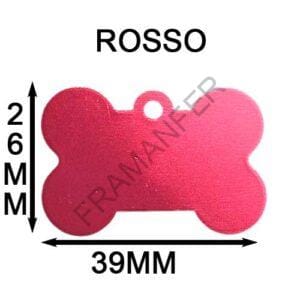 targhetta per cane in alluminio a forma di osso di colore rosso misura 39x26mm completamente personalizzabile a tuo piacimento ferramenta framanfer sarno