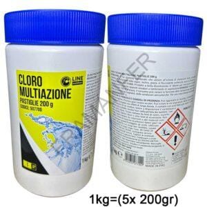cloro per piscine multiazione in tab da 200gr in confezione da 1kg (5x 200gr) ferramenta framanfer sarno