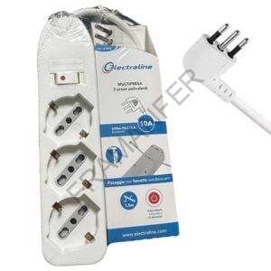 multipresa 3 posti con spina piccola 10 ampere con interruttore termico ferramenta framanfer sarno