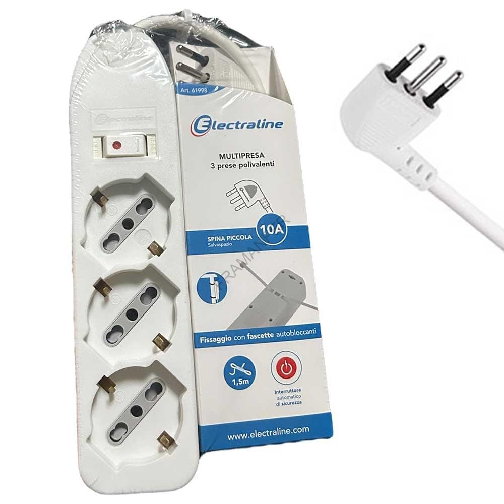 multipresa 3 posti con spina piccola 10 ampere con interruttore termico ferramenta framanfer sarno