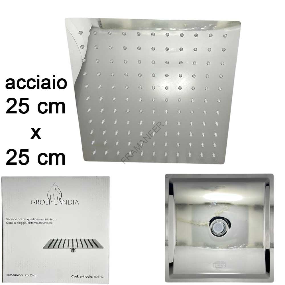 soffione quadro acciaio inox 25x25cm ferramenta framanfer sarno
