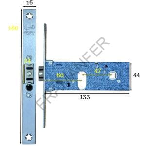 omec 390/f16 serratura infilare entrata 60mm con predisposizione cilindro ovale, scrocco regolabile e reversibile ferramenta framanfer sarno