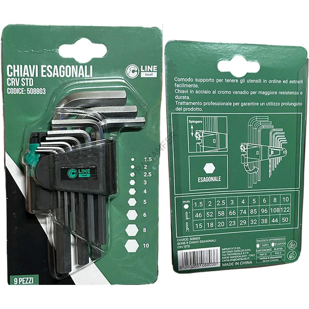 kit chiavi a brugola da 9 pezzi al cromo vanadio ferramenta framanfer sarno