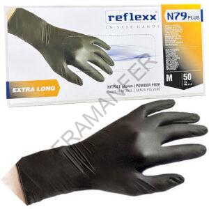 Guanti nitrile lunghi Nero Tg. M 30cm Reflexx N79plus 50pz vx ferramenta framanfer sarno