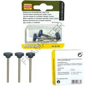 mole con gambo al corindone speciale in confezione da 3 pezzi della proxxon 28783