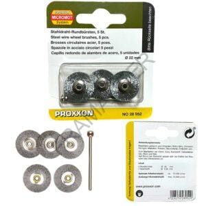 spazzola circolare in acciaio da Ø22mm in confezione da 5 pezzi con albero da 2,35mm proxxon 28952 ferramenta framanfer sarno